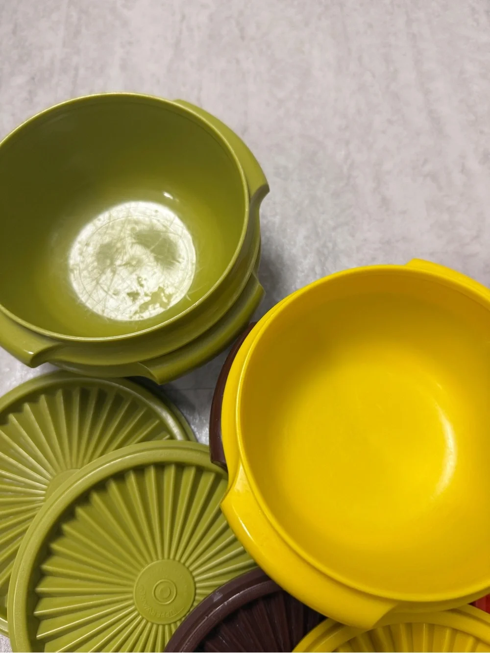 Vintage Tupperware bowls lids Servalier storage containers fall harvest set of 6